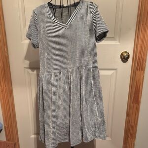 Caution To The Wind Silver Tiered V-Neck Sundress